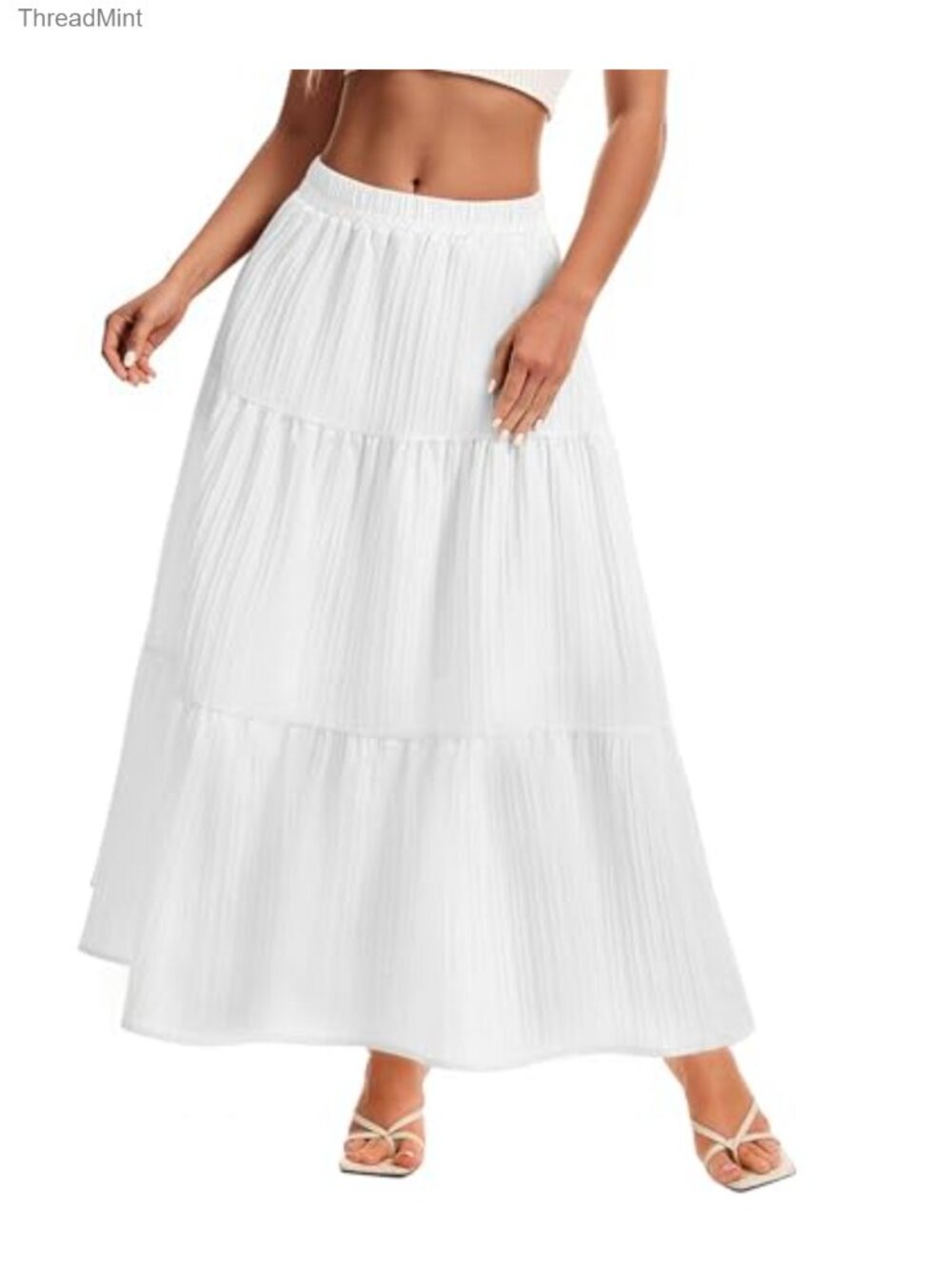 Maxi Skirt Boho Long Flowy Tiered Ruffle A-Line Casual Beach Vacation